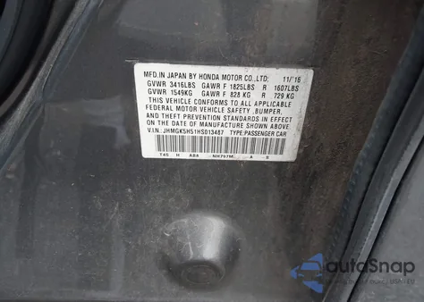 2017 Honda Fit Lx из США, поврежденный, VIN JHMGK5H51HS013487